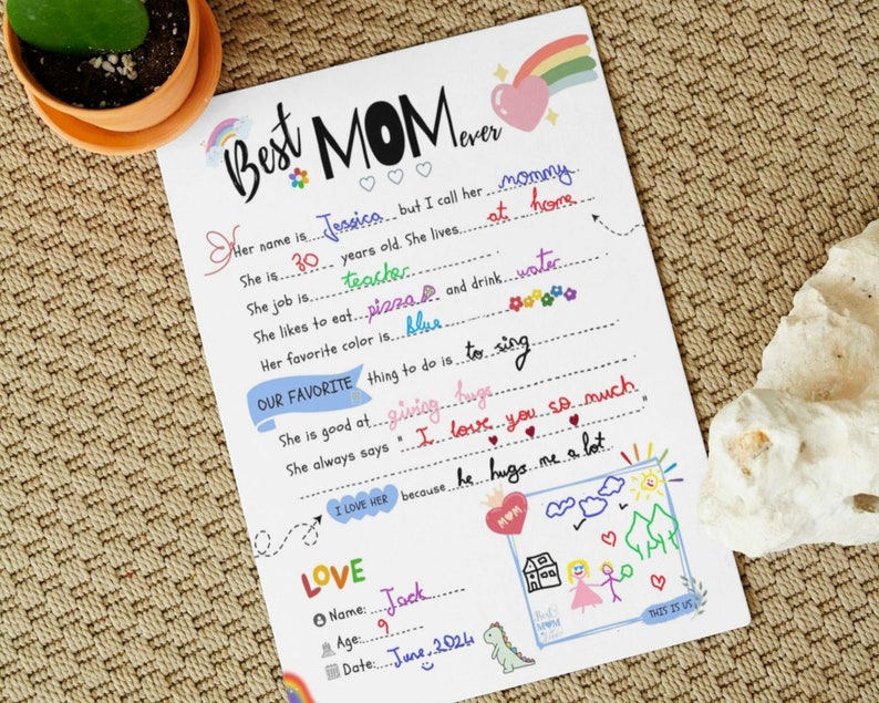 Best MOM BIRTHDAY Gift Idea GIY Questionnaire Personalised Fill In Blanks Interview Q&A Keepsake for Mom All About My Mom-Mother's Day Gift image 8