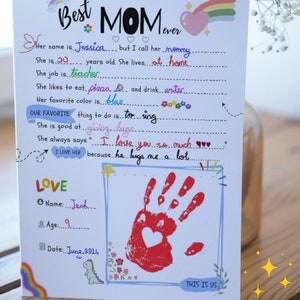 Best MOM BIRTHDAY Gift Idea GIY Questionnaire Personalised Fill In Blanks Interview Q&A Keepsake for Mom All About My Mom-Mother's Day Gift image 2