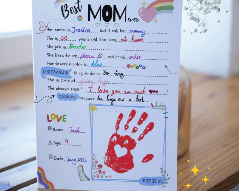 Best MOM BIRTHDAY Gift Idea GIY Questionnaire Personalised Fill In Blanks Interview Q&A Keepsake for Mom All About My Mom-Mother's Day Gift image 2