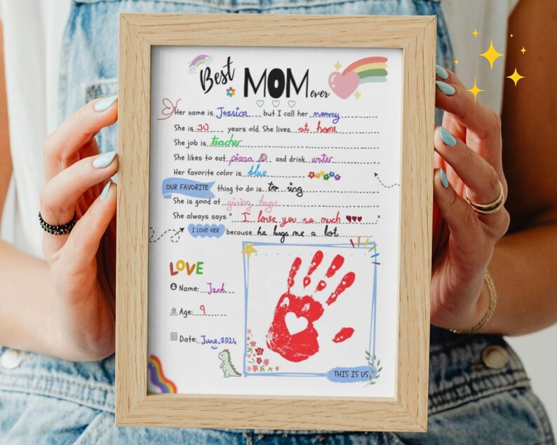 Best MOM BIRTHDAY Gift Idea GIY Questionnaire Personalised Fill In Blanks Interview Q&A Keepsake for Mom All About My Mom-Mother's Day Gift image 4