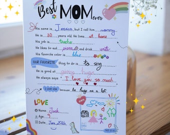 Best MOM BIRTHDAY Gift Idea GIY Questionnaire Personalised Fill In Blanks Interview Q&A Keepsake for Mom All About My Mom-Mother's Day Gift-