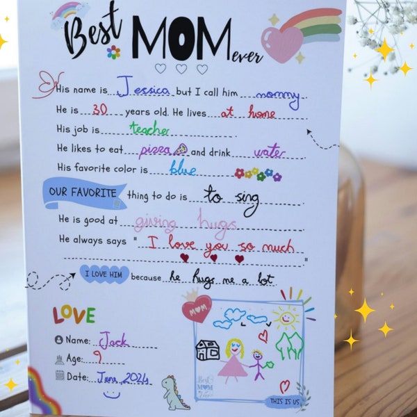 Best MOM BIRTHDAY Gift Idea GIY Questionnaire Personalised Fill In Blanks Interview Q&A Keepsake for Mom All About My Mom-Mother's Day Gift-