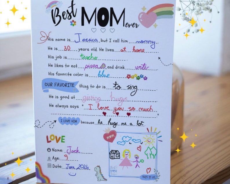 Best MOM BIRTHDAY Gift Idea GIY Questionnaire Personalised Fill In Blanks Interview Q&A Keepsake for Mom All About My Mom-Mother's Day Gift image 1