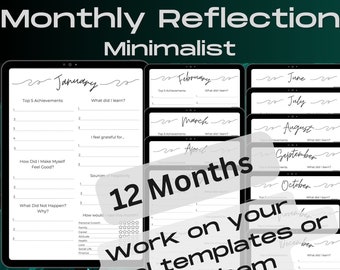 Monthly Reflection Planner: Minimalist Personal Journal (Printable PDF)