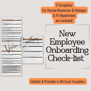 New Employee Onboarding Checklist | New Hire Checklist | Employee Onboarding Kit | Editable MS Excel Template | HR Forms & Templates