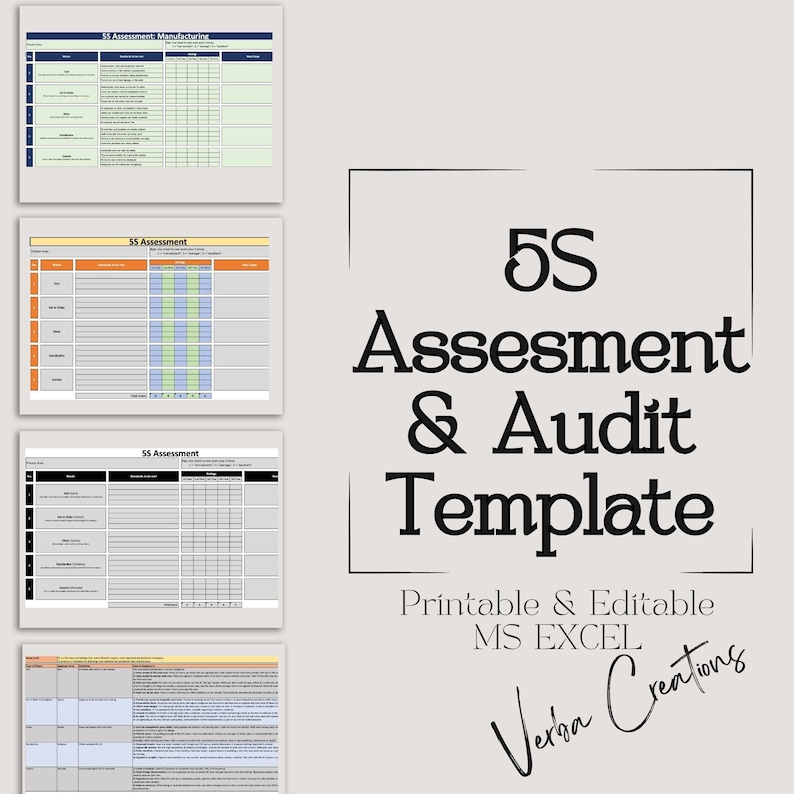 5S Assessment & Audit Excel Template: Lean Manufacturing (editable) - Etsy