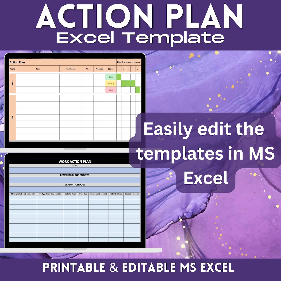 Action Plan Excel Template Action Plan Management - Etsy