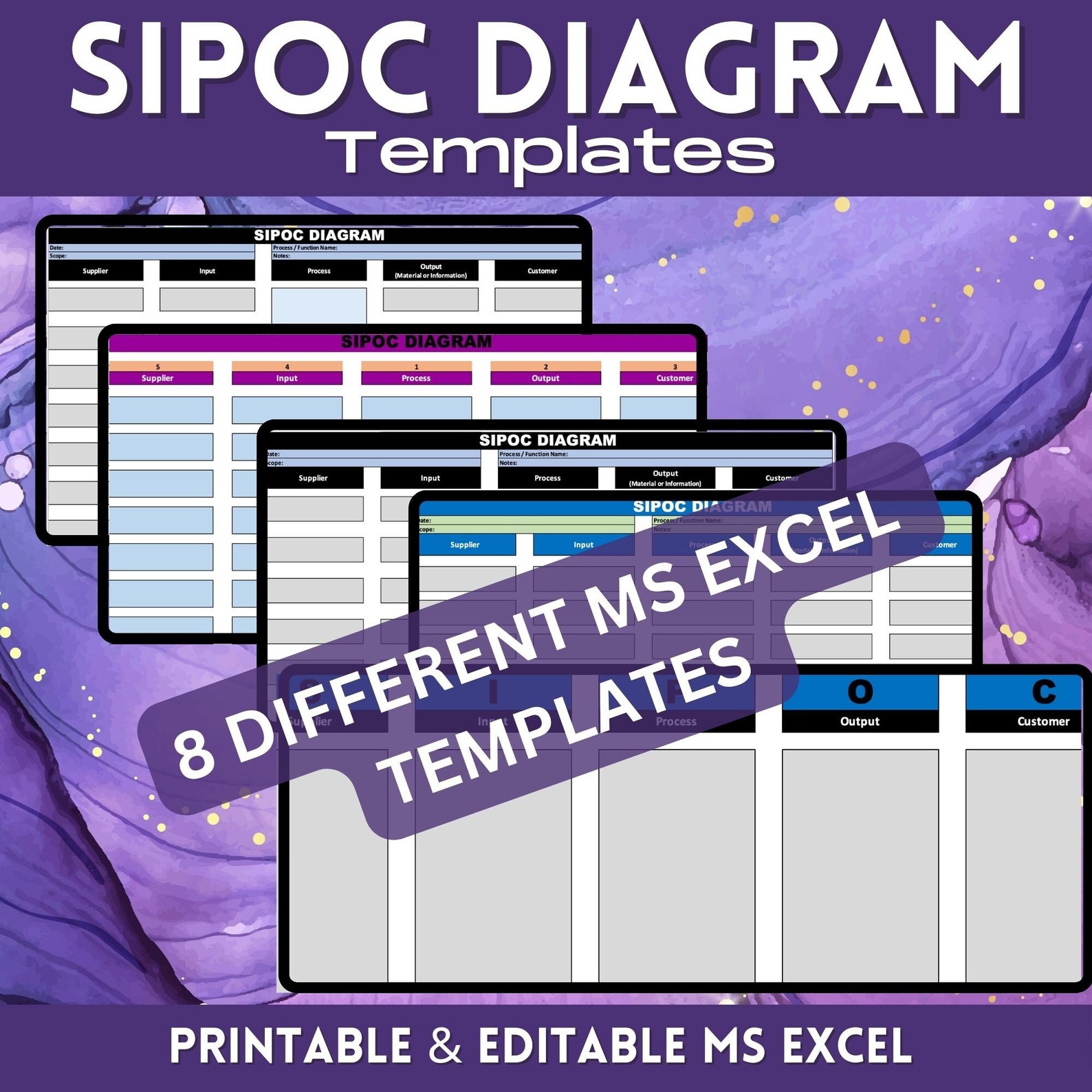 Etsy SIPOC Diagram Excel Templates, Editable in MS Excel, Printable