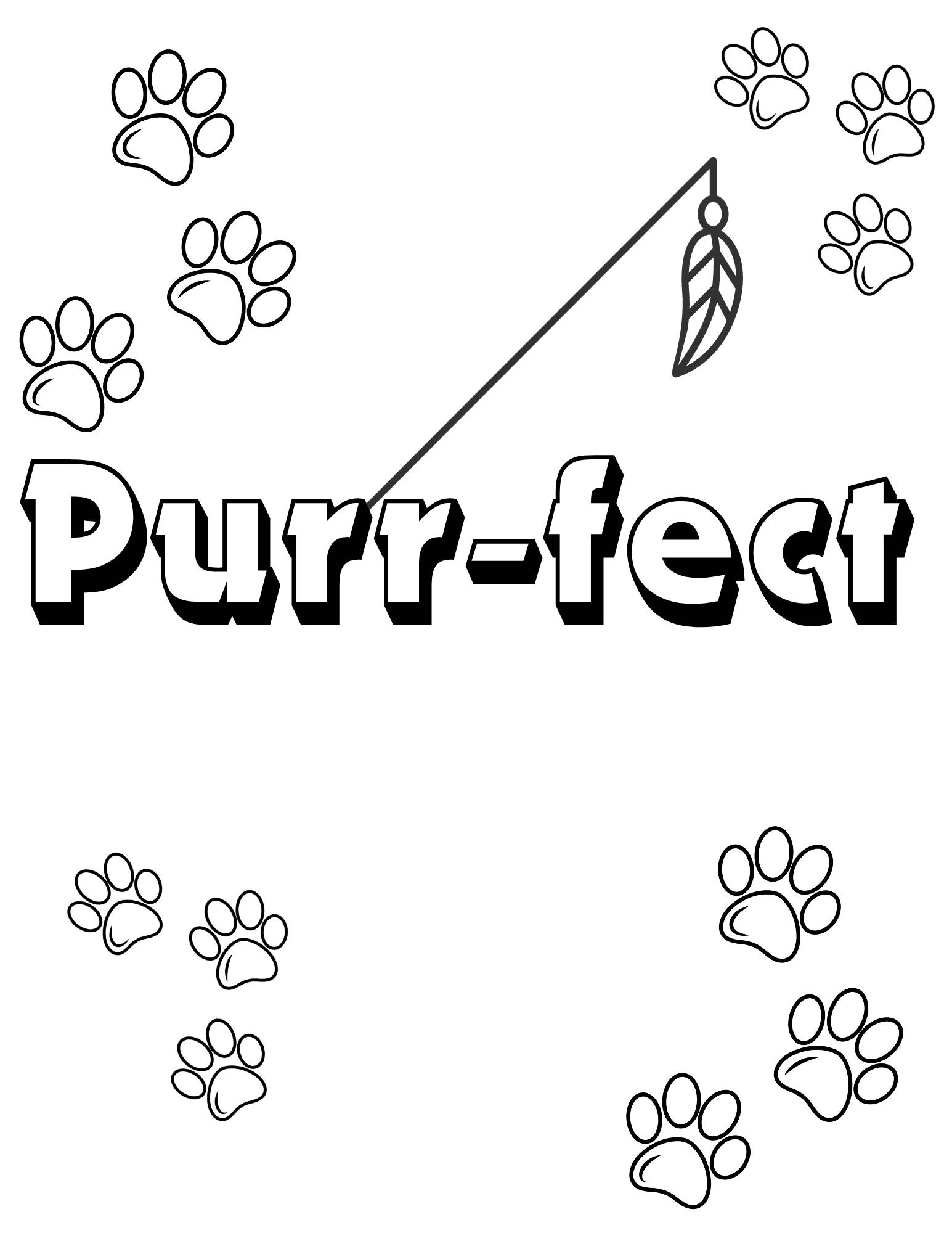 Cat Coloring Page Digital PDF Print, Coloring Page Printable Kids