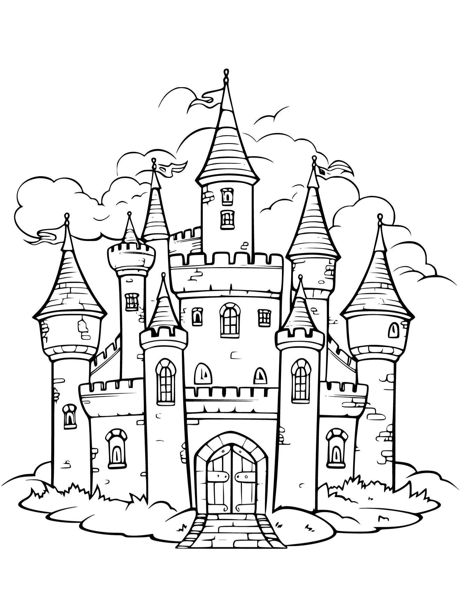 Castle Coloring Pages Digital Prints, Adult Coloring Pages Digital ...