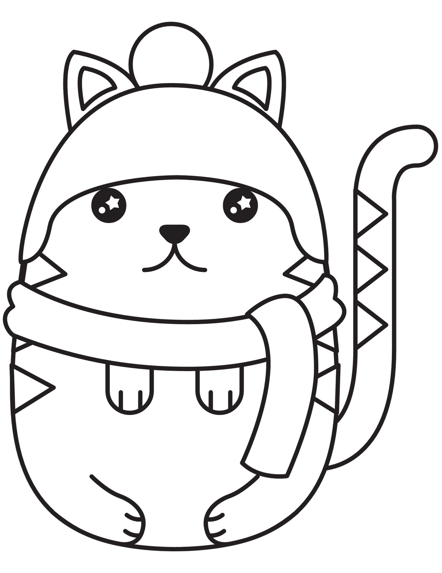 Cat Coloring Page Digital PDF Print, Coloring Page Printable Kids