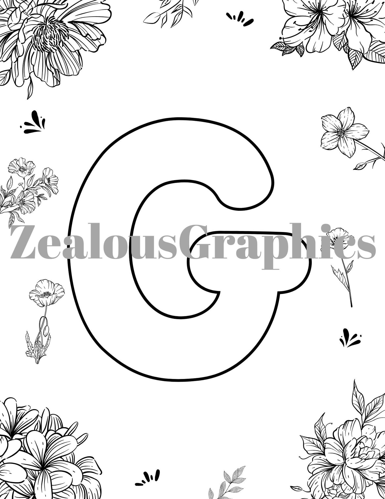 Alphabet Coloring Pages, Adult Alphabet Coloring Book, Educational ...