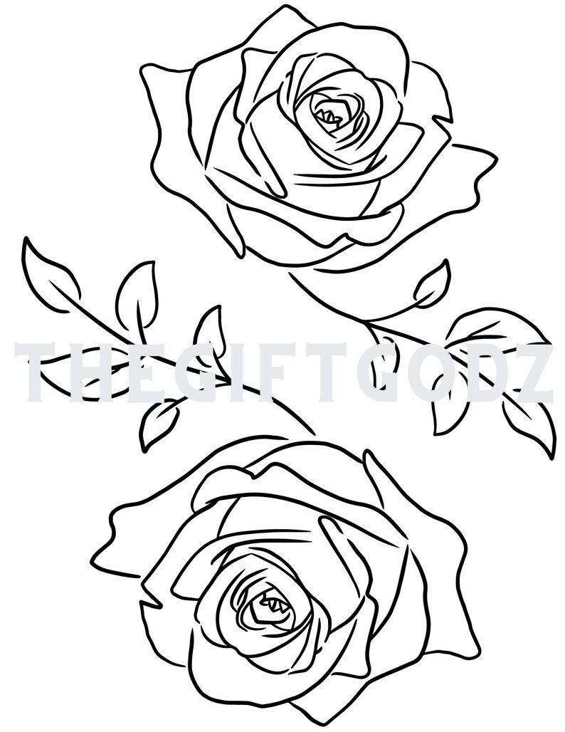Roses Coloring Pages, Roses Flower Coloring Book, Stress Relief ...