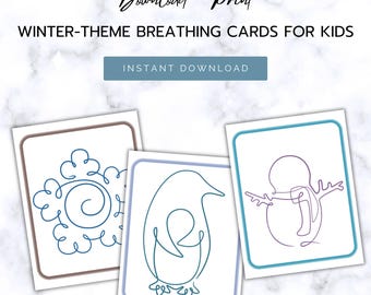 12 Winter Mindfulness Breathing  Cards | Calming Cards | Mindful Cards | Mindfulness Activity for Kids | Breathing Exercise | Calm Corner