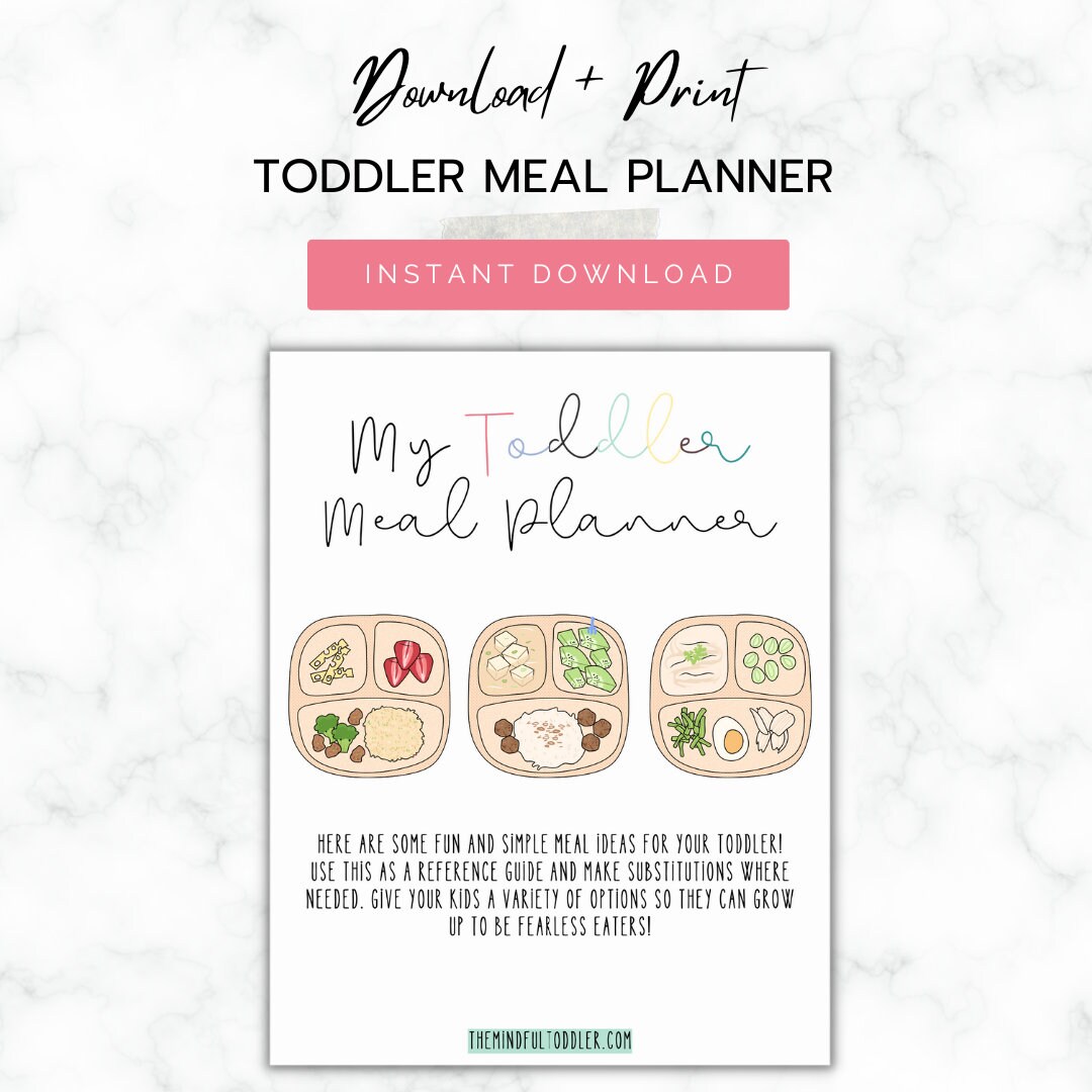Toddler Meal Planner Digital Download Meal Planner for Kids Kid Meal