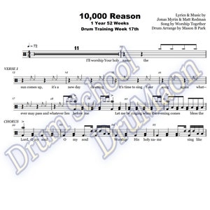 10,000 Reason - Worship Together Drum Score Drum Tutorial