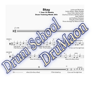 Stay-Justin Bieber | Drum Score | Drum Tutorial | Drum Music Sheet