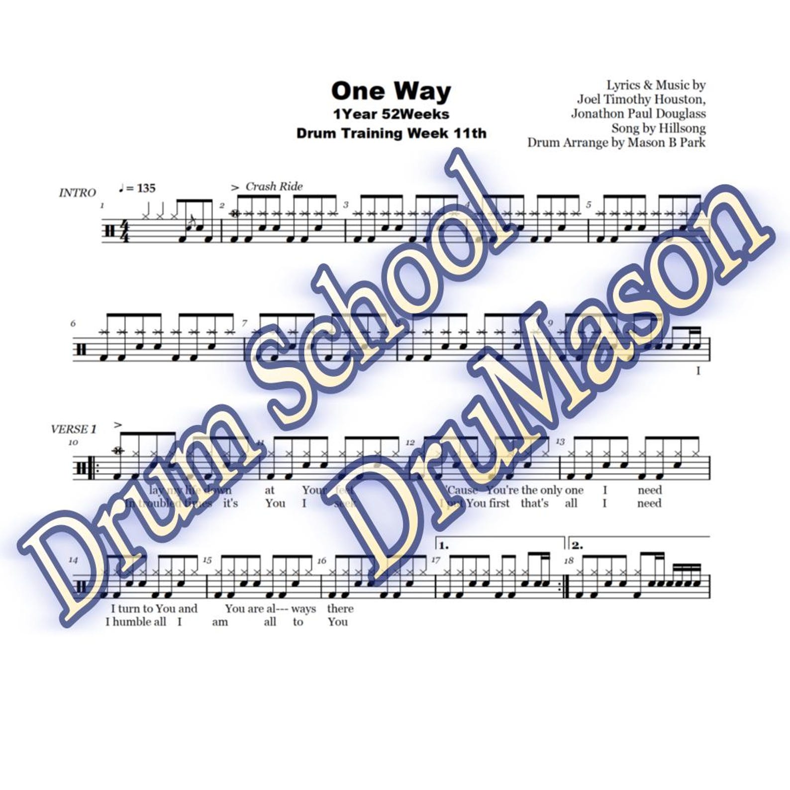 Dums Notes One Way - Hillsong Worship | Drum Score | Sheet Music for Praise Band ...