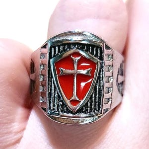 Knights Templar Cross Ring, Medieval Cross Ring, Templar Cross Shield Ring, Maltese Cross Ring, Stainless Steel Ring for Men