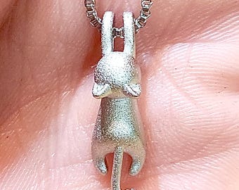 Cat Necklace, Tiny Kitty Pendant, Minimalist Gift for Cat Lover, 20 Inch Chain