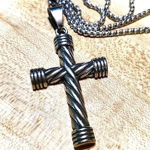 Stainless Steel Cross Pendant Necklace, Christian Cross Necklace, Gothic Cross Necklace, Chain Necklace, Unisex Cross Necklace Pendant