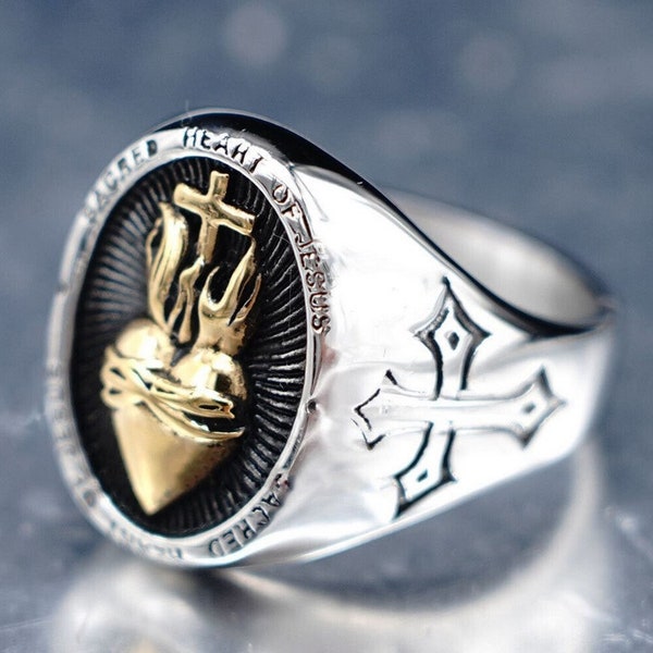 Sacred Heart Ring Etsy