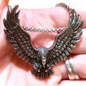 Flying Eagle Necklace, Eagle Pendant Necklace, Hawk Necklace, Stainless Steel Necklace, Birthday Gift, Soaring Eagle Falcon Hawk Bird