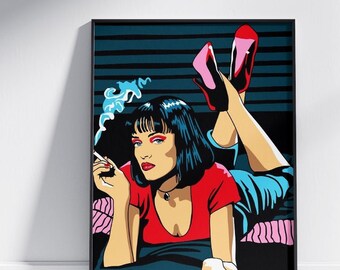 Retro Style / Pop Art Mia Wallace Pulp Fiction Movie Poster Print -  A4 / A3 Poster Printed on Quality Art Paper, With or Without Frame