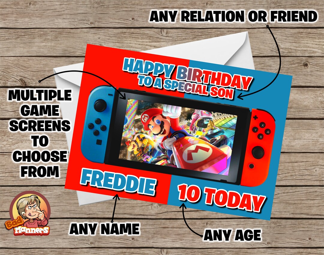 Personalised Nintendo Switch Themed Birthday Card for Son / - Etsy UK