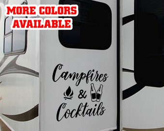 Let's Drink By The Fire - Camping Personalized Custom RV Decal - Gift For Husband Wife, Camping Lovers Designed By Unaffected Weakling