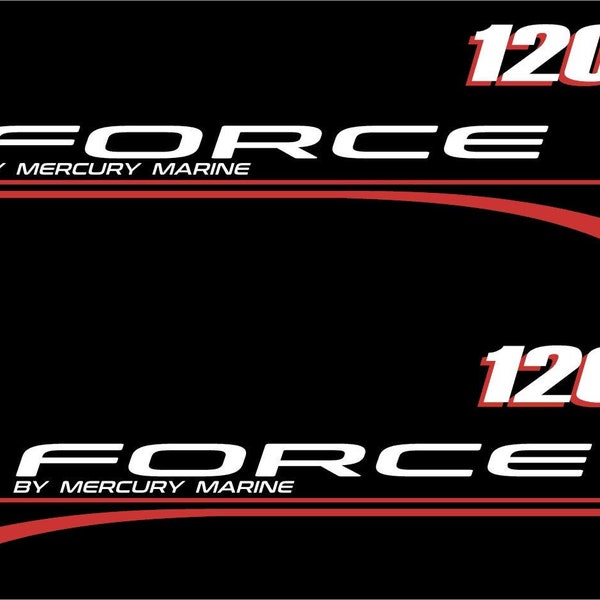 Compatible w/ Force 120 Outboard Motor Vinyl Decal Kit | Mercury Force 120 Vinyl Graphics Kit out board boat motor vinyl stickers decals