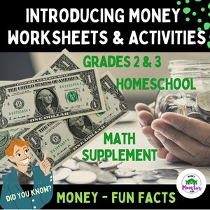 Money Worksheets, Money Activities, Count Coins, Identify Dollars, Financial Literacy for Kids, Fun Money Facts, Money, Coloring Printables