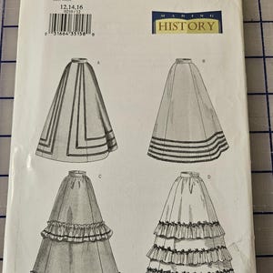 Padrão de costura Butterick - Saia feminina com padrão de época