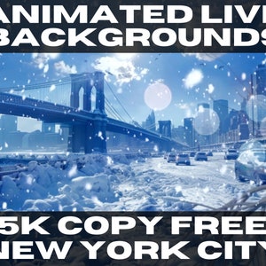 5k animato dal vivo neve NewYork broklyn ponte gioco zoom FaceTime schermo verde ai arte metà viaggio chat gpt cripto bitcoin eth bnb paesaggio