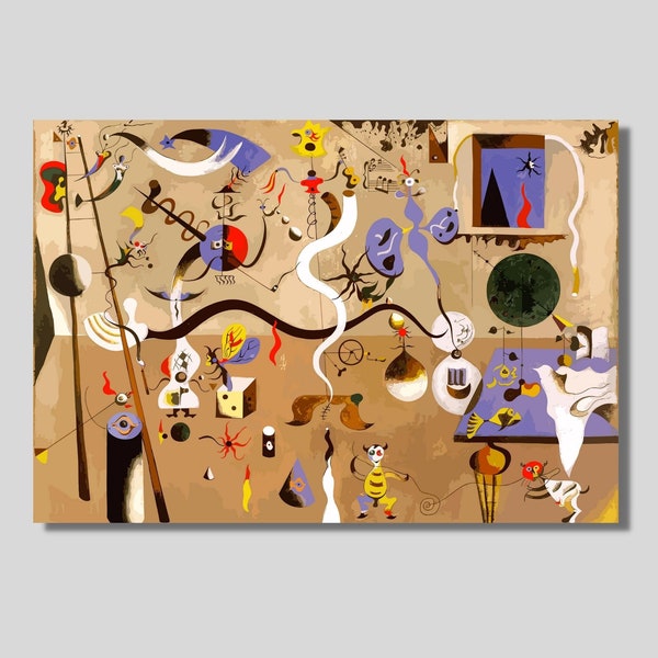 Joan Miro Canvas Wall Art, Affiche d’exposition de peinture du carnaval d’Arlequin, Joan Miro Print Wall Art, Art surréaliste, Peintures classiques