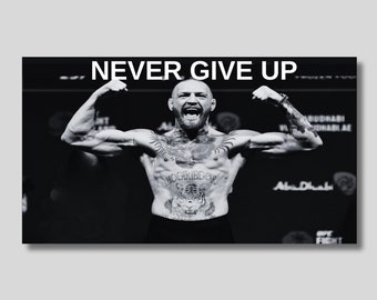 Conor McGregor Quote Ready To Hang Canvas, UFC MMA Wall Decor, Sports Art Canvas,Bedroom Wall Decor,Sports Bar,Connor McGregor Never Give Up