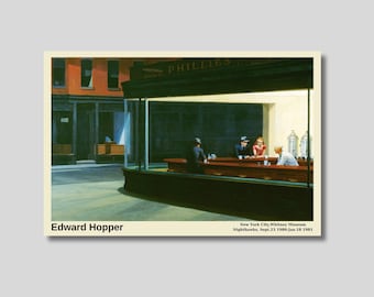 Edward Hopper Nighthawks Canvas Wall Art, Edward Hopper Print Art, Edward Hopper Poster, Edward Hopper Nighthawks  Reproduction Poster Print