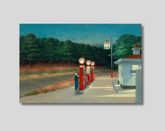 Edward Hopper "Gas" canvas muurkunst, Edward Hopper print kunst, Edward Hopper poster, Edward Hopper tankstation reproductie poster print