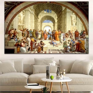 Raphael The School of Athens School of Athens Canvas Print Wall Art,Aristotle Plato School of Athens Renaissance Classic by Raphael Poster