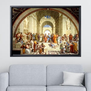 La scuola di Atene, arte murale su tela, dipinti di Raffaello Sanzio, stampa poster della scuola di Atene, filosofi dell&#39;antica Grecia, arte degli scienziati