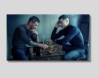 Cristiano Ronaldo Lionel Messi Poster, Ronaldo Messi VM Schacktryck Konst, Man Cave Väggkonst Dekor Konst, Spelrum Väggkonst Dekor