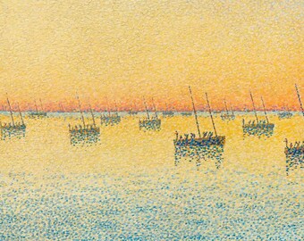 ポール・シニャック 海 ボート・コンカルノー 1891 キャンバスプリント