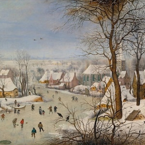 Pieter Breughel the Younger Winter Landscape with Bird Trap 1630 Canvas Wall Art,Brueghel Painting,Brueghel Print,Art Reproduction