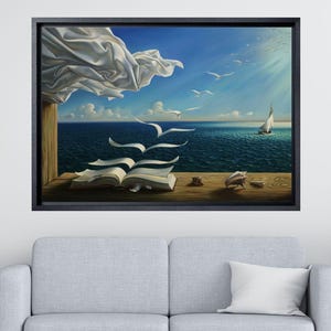 Salvador Dali Book to Birds Canvas Wall Art, Reproduction Prints, Salvador Dali Canvas Print, Salvador Dali Framed Canvas, Dali Paintings