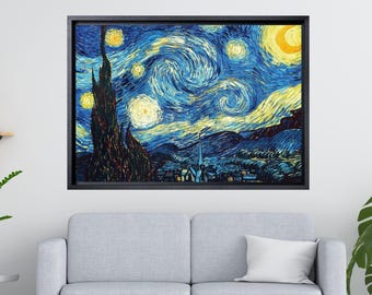 星月夜プリントファインアート：ヴィンテージブルームーン絵画、ゴッホ