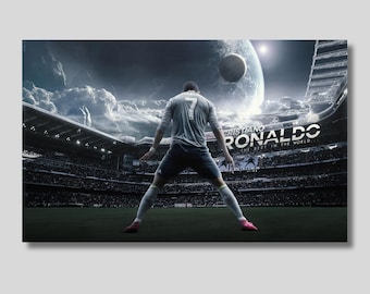 Cristiano Ronaldo Canvas Wall Art, Cristiano Ronaldo Poster, Regalo per bambini, Stampa su tela Ronaldo, Decorazione per caverna dell'uomo, Regalo per bambini, Arte murale per sala giochi