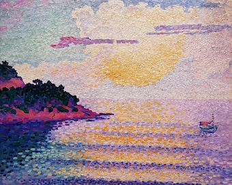 アンリ・エドモンド・クロス「海に沈む夕日」1896年キャンバスプリント