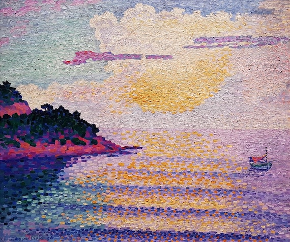 アンリ・エドモンド・クロス「海に沈む夕日」1896年キャンバスプリント