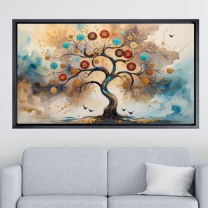 Tree of life Gustav Klimt Canvas Wall Art, Yggdrasil Wall Art, Tree of life Poster Print, Framed Gallery Canvas, Celtic Tree Canvas Print