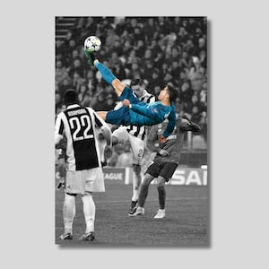 Pôster de Cristiano Ronaldo, Pôster de Ronaldo, Pôster de futebol, chute de bicicleta, Pôster de tela Decoração de casa Sala de estar Chute de cabeça Cristiano Ronaldo